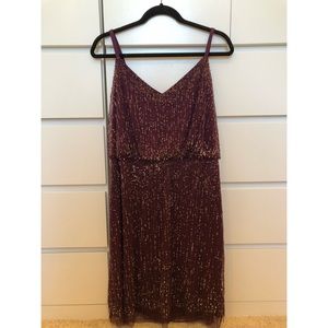 Adrianna Papell burgundy sequin dress size 16 NWT